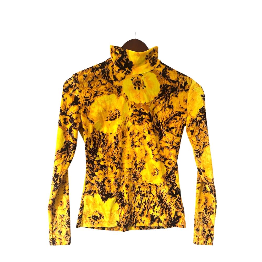 Richard Quinn top blouse Floral yellow black mockneck US 6 UK 10 small $965
